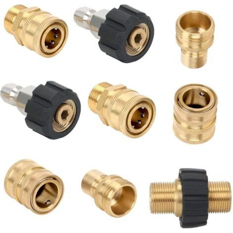 Kit de déconnexion rapide pour nettoyeur haute pression,  M22-14 mm filetés vers raccord rapide 3/8\