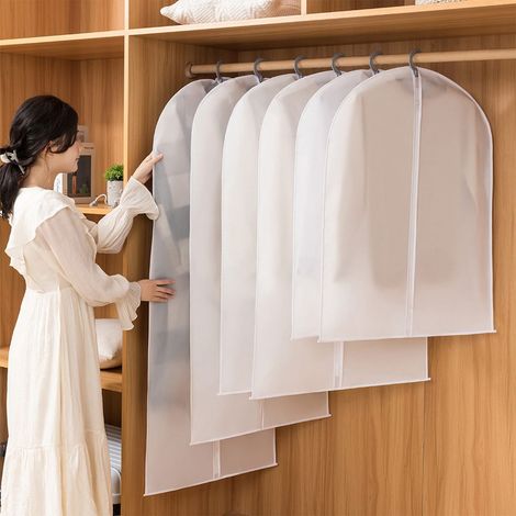 Sacs Transparent avec fermeture à Glissière Pack de 6 60cm80/100/120/140cm Mottenfeste housses à vêtements ,Lavable, Anti-Poussière (1/5)