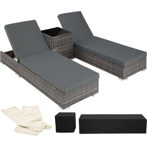 Tumbona para dos con 5 posiciones 2 juegos de fundas + funda protectora gris 2208050