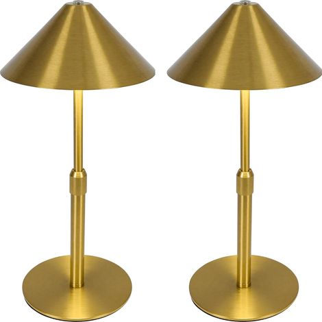 Lot de 2 Lampes de Chevet Tactiles Dimmables, Hauteur Réglable, IP54 Étanches, Métal Laiton, Intérieur Extérieur (1/5)