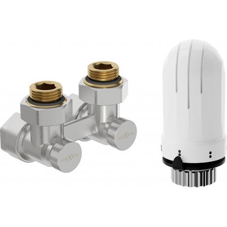 Mexen G03 Thermostat-Set, zweirohrig DN50, Eckform 1/2"x16 mm, Nickel - W911-016-938-01 (1/2)
