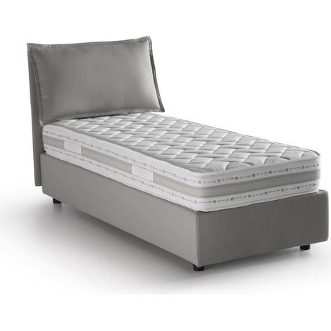Talamo Italia - Letto singolo Arzon, Letto contenitore con rivestimento in tessuto, 100% Made in Italy, Apertura frontale, con materasso Cm 90x200 incluso, Grigio