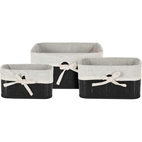 Set mit 3 Bambuskörben, schwarz (1/4)