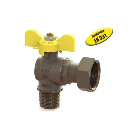 Tiemme - valvola/arresto/rubinetto gas a squadro maschio 1/2" con girello 1/2"