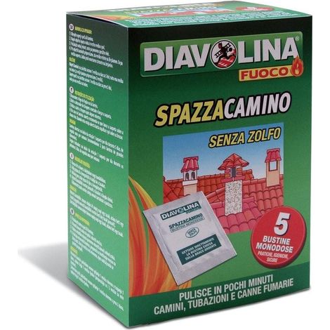 DIAVOLINA TOGLI FULIGGINE DISTRUGGI IN BUSTINA MONODOSE 5 PZ  STUFA CAMINO (1/4)