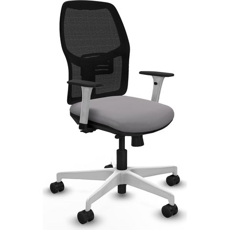 Chaise de bureau piqueras y crespo Alfera noire mesh cuir gris (1/2)