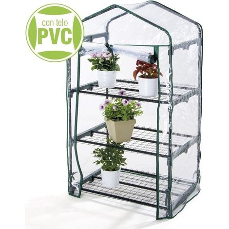 serra da esterno verdelook con 3 ripiani in acciaio e telo in pvc 69x49x125 cm