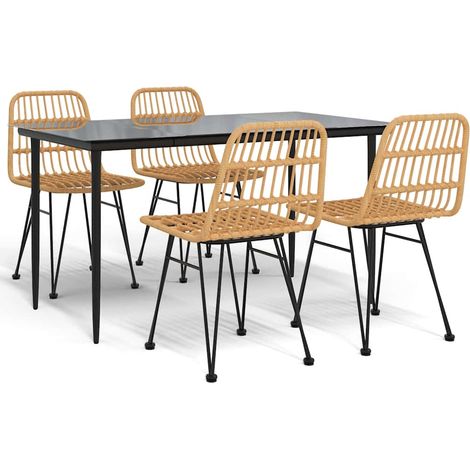 Ensemble à manger de jardin 5pcs Mobilier de jardin Résine tressée (1/5)