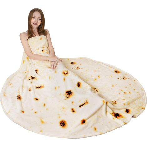 ZOLGINAH Manta de burrito de tortilla, manta redonda elegante, burrito humano gigante, creación de alimentos, toalla gigante suave para adultos y niños, 100 cm (1/5)