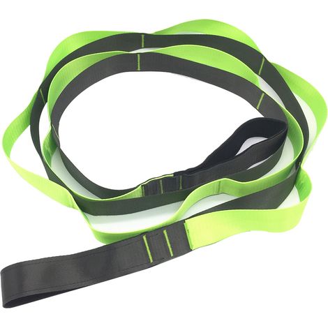 Ceinture De Tension Yoga - Bande Élastique Nylon 12 Boucles Avec Ancrage Porte - Pour Étirements Bras Jambes Dos - 1 Pièce (1/5)