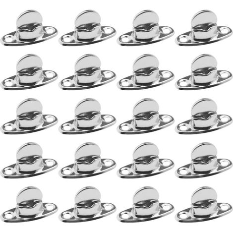 20 Pieces Turn Knob Locks for Car Seat Cover, Boat Canopy Cover, Handbag, Silver Metal, 2 Holes, Base Stud, Replacement Accessories, 14x32mm (1/5)