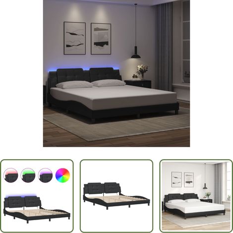 LED-Leuchten - Bettgestell mit LED ohne Matratze "Zadar" Schwarz 180x200 cm (1/5)