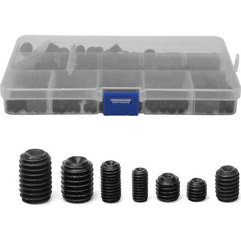 Assortiment de 250 goujons filetés, noirs, M4, M5, M6, M8, M10, en acier au carbone, vis à six pans creux