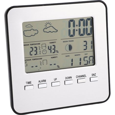 Drahtloser Temperatur- und Feuchtigkeitssensor, energiesparendes Wand-Thermo-Hygrometer, mehrsprachiges Display (7 Sprachen) (1/5)