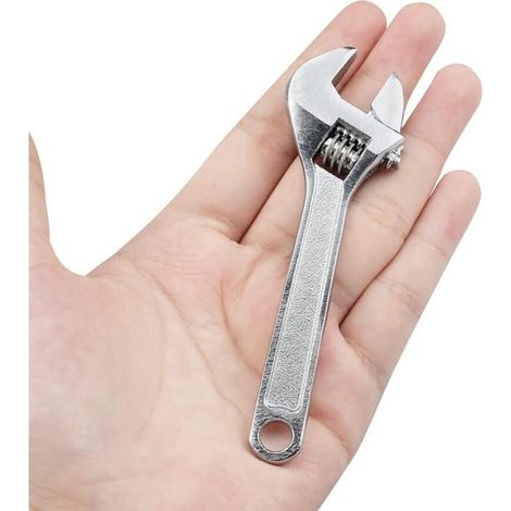 Clé à Molette 4" Longueur 100 mm Mini Clé à Molette en Acier Argen pour l'industrie et la Réparation Automobile (en plaqué chrome) (1/5)