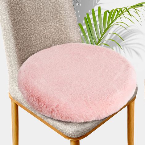 Coussin de chaise rose de 30 cm d'épaisseur, en fausse fourrure douce, pour chaise de bureau.