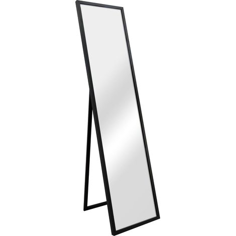 Miroir sur pied psyché inclinable 150 x 35 cm chambre salle de bain noir (1/5)
