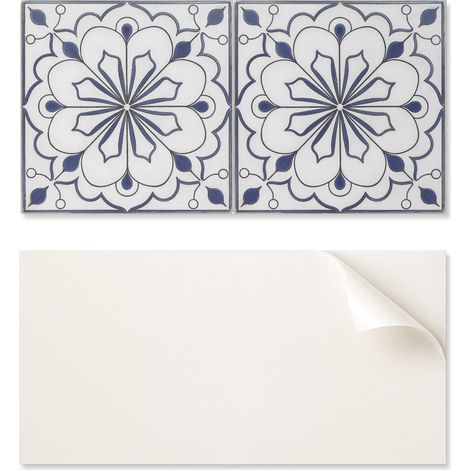 Azulejos de vinilo autoadhesivos para pared, dise帽o floral cer谩mico, 10x40x20 cm