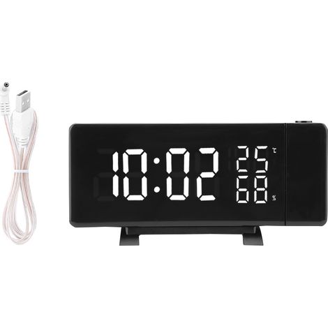 Digitale LED-Uhr mit 3-Farben-Projektion, Anzeige von Uhrzeit, Temperatur und Luftfeuchtigkeit, UKW-Radio, 12/24-Stunden-Anzeige (1/5)