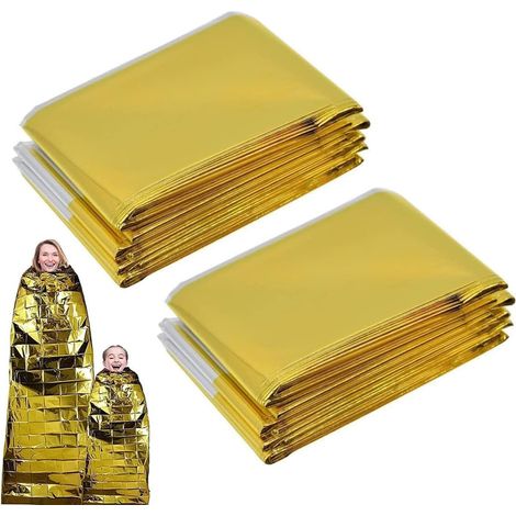 Couverture De Survie Reutilisable, 2 Pièces Or Et Argent 210X160Cm, Pour Marathon Extérieur Randonnée Premiers Secours (1/5)