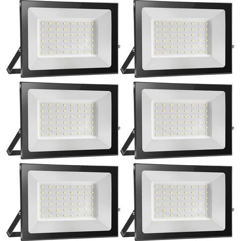 6 projecteurs led extérieurs, 50 w, 5000 lm, 6000 k, ip65, spots d'éclairage pour jardin, garage et cour (1/5)