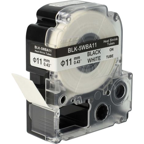 vhbw Label Tape Replacement for Epson LK-6WBA11, SU11W for Label Printer Black on White, Heat Shrink Tape, 11 mm (1/4)