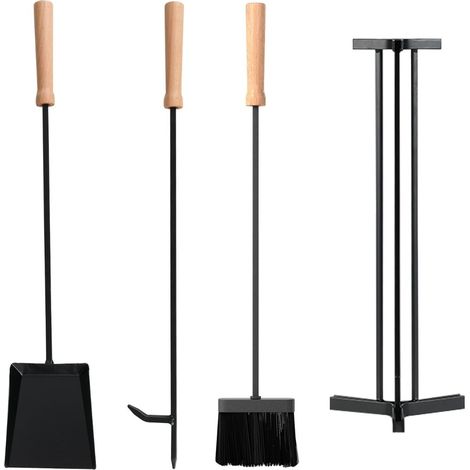 Kaminbesteck-Set, 4-teiliges Metallset mit Ständer