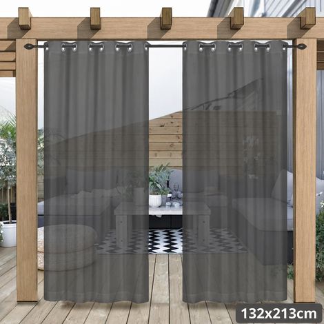 ROSNEK PatioColor Rideau extérieur déperlant à œillets 132 x 213 cm voilage pour terrasse Gris foncé 1 panneau (1/5)