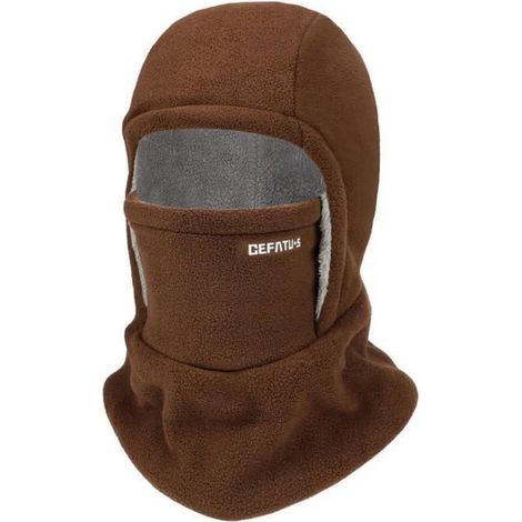 Sturmhaube Winter Mütze für Damen Herren, Thermo Fleece, winddicht, Nackenwärmer, Kaffeebraun (1/5)