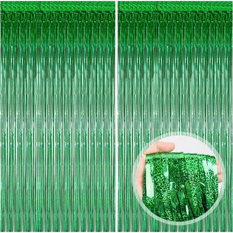 2 Pièces Rideau Métallique, Vert, 1x2m, Adhésif Inclus, Décoration Fête, Mariage, Noël (1/5)