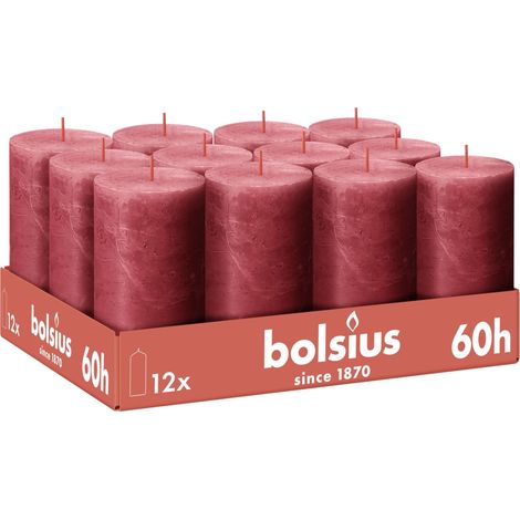 Bougie Rustique Rouge Lot de 12 13 cm Bougies Décoratives Contient de la cire végétale naturelle Sans huile de palme (1/5)