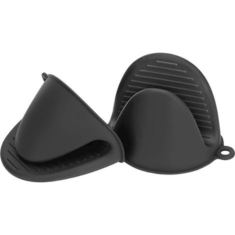 Lot de 2 mini gants de cuisine en silicone épais - résistants aux pincements - isolés thermiquement - pour cuisine, pâtisserie, grillades (1/5)