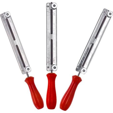 SABIR Trousse d'affûteuse pour tronçonneuse, Lime et guide de chaîne, 4.0mm / 4.8mm / 5.5mm, Poignée en bois(3pcs) (1/3)