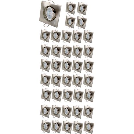 Lot de 40 Spot led carré 230v alu brossé 38° led blanc chaud (1/5)
