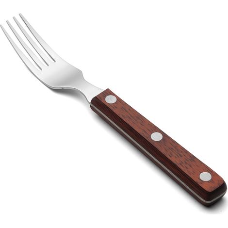 Tenedor  Arcos 374710 monoblock de una pieza de acero inoxidable 18/10 con mango de madera comprimida  y hoja de 9.5 cm en caja (1/5)