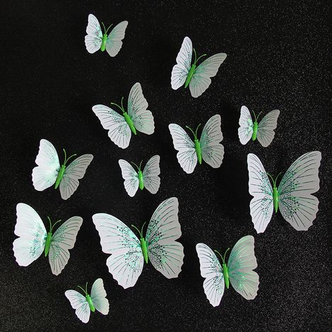 Décoration murale papillons en PVC monocouche (12 pièces) - Stickers muraux papillons 3D magnétiques pour la décoration de mariage et de fête (1/5)