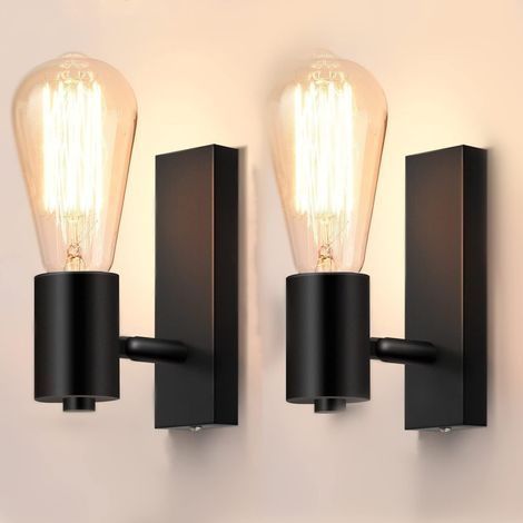 2PCS Applique Murale Intérieur industrielle Spot Mural Design Rétro Luminaire Murale Orientable Métal Eclairage Mural Vintage pour Restaurant Cuisine Couloir Café Enfant E27 (sans ampoule) (1/5)