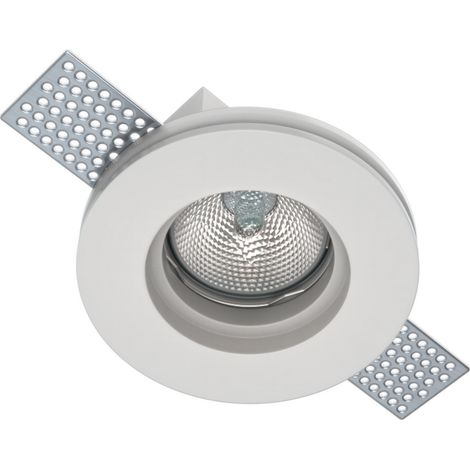 Portafaretto in gesso GU10 / MR16 da incasso 100x100x30mm Bianco Rotondo Novaline