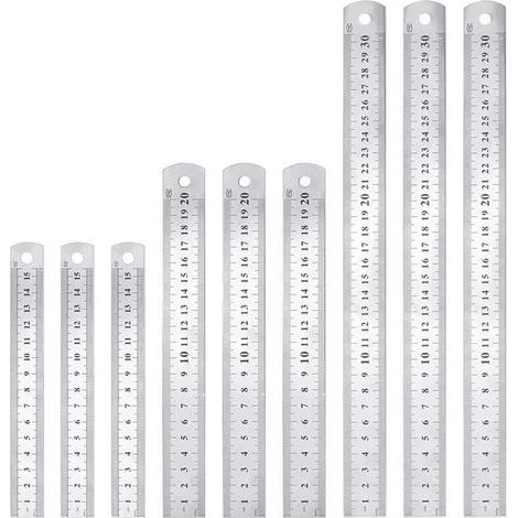 Righello in acciaio inox, 15, 20 e 30 cm, in metallo, a doppia faccia, per falegnami, resistente e anticorrosione, ideale per studenti, ingegneri, architetti e insegnanti. (1/4)