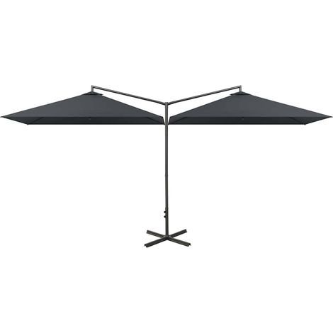 Maison Exclusive - Ombrellone Doppio con Palo in Acciaio Antracite 600x300 cm (1/5)