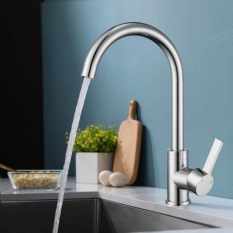 Mitigeur de Cuisine Robinet de Cuisine 360° Rotatif Robinet Mitigeur d'Evier en Cuivre Durable Chromé (1/5)