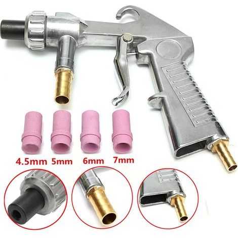Pneumatic sandblasting gun – Maximum flow rate 250 litres/minute – 4 ceramic nozzles (4.5/5/6/7 mm) for cleaning and engraving. (1/4)
