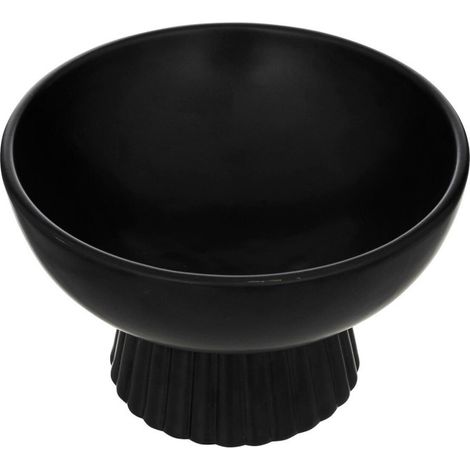 Atmosphera – Coupelle ronde 22cm en dolomite noire – Pied conique strié – Accessoire élégant pour décoration intérieure (1/3)