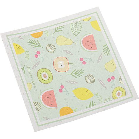 Chiffon de cuisine en cellulose de bois, motif cartoon mignon, super absorbant et réutilisable, 17x17cm, lavage vaisselle et fruits (1/5)