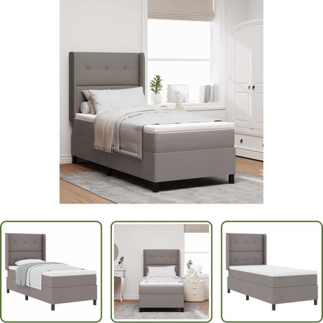 Matelas en polyester - Lit à ressorts avec matelas Taupe 190 x 90 cm tissu (1/5)