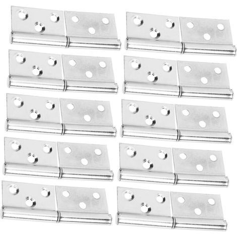10 pièces Charnières Amovibles Acier Inoxydable Paumelles Démontables pour Portes Intérieures et Extérieures Adaptées Portes de Garage et Petits Meubles Installation Facile (1/4)