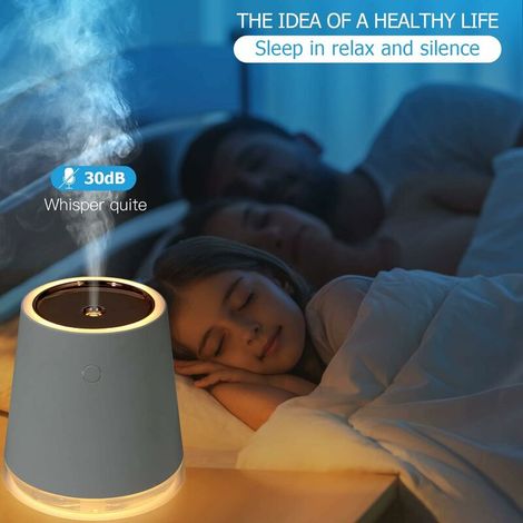 Humidificateur d'Air, Mini Humidificateur Ultrasonique avec 2 Mode Brume Réglable, Arrêt automatique et lumière chaude LED, Humidificateur Portable pour Maison Bureau Chambre Blanc (1/5)