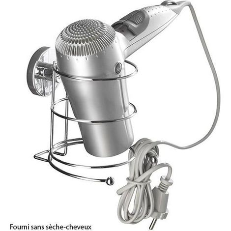 1 porte-sèche-cheveux en acier inoxydable, système Vacuum-Loc sans perçage, fixation murale réversible, salle de bain et cuisine (1/3)