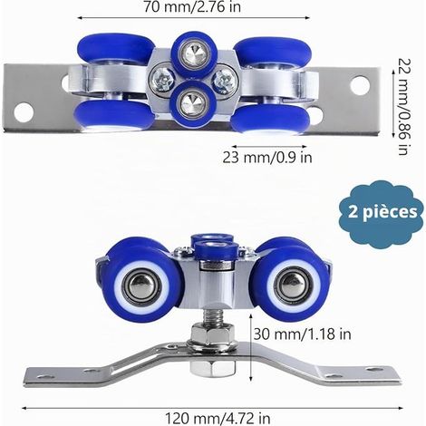 Sliding Door Guide Rollers Roller Kit for Indoor/Outdoor Sliding Door with Stainless Rail Silent Rail System Kit for Closet Shower Gate (1/4)