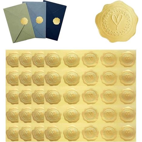 Sigilli per buste,5 fogli,20 adesivi per foglio,Dimensioni adesivo: 34 x 37 mm,Adesivi a forma di cuore,Sigilli per buste in rilievo (1/5)